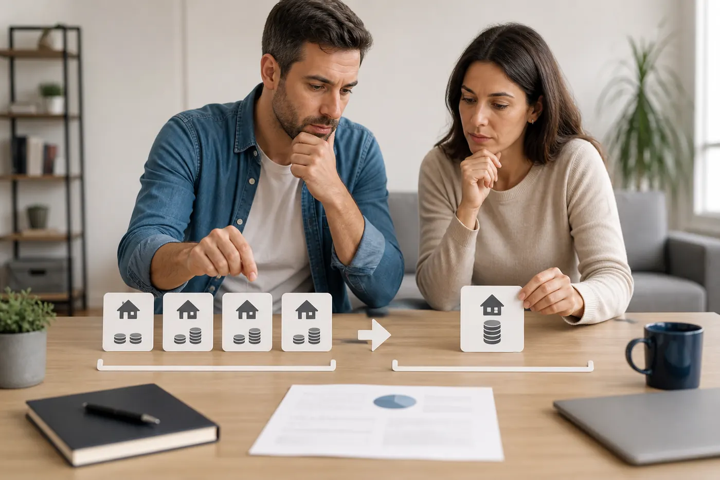 Comparación de cuotas antes y después de reunificar deudas