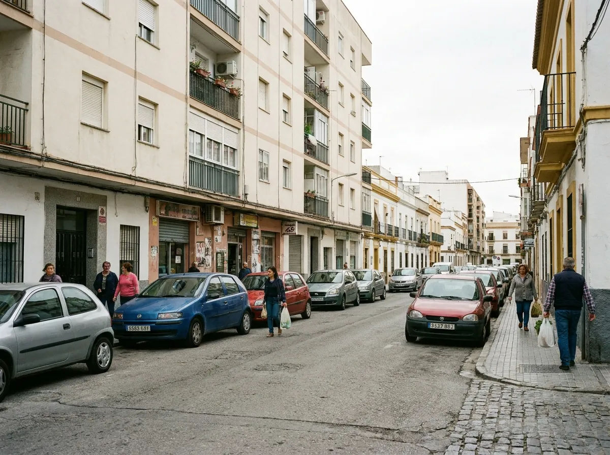 Calles y viviendas de una zona residencial cotidiana de Córdoba.